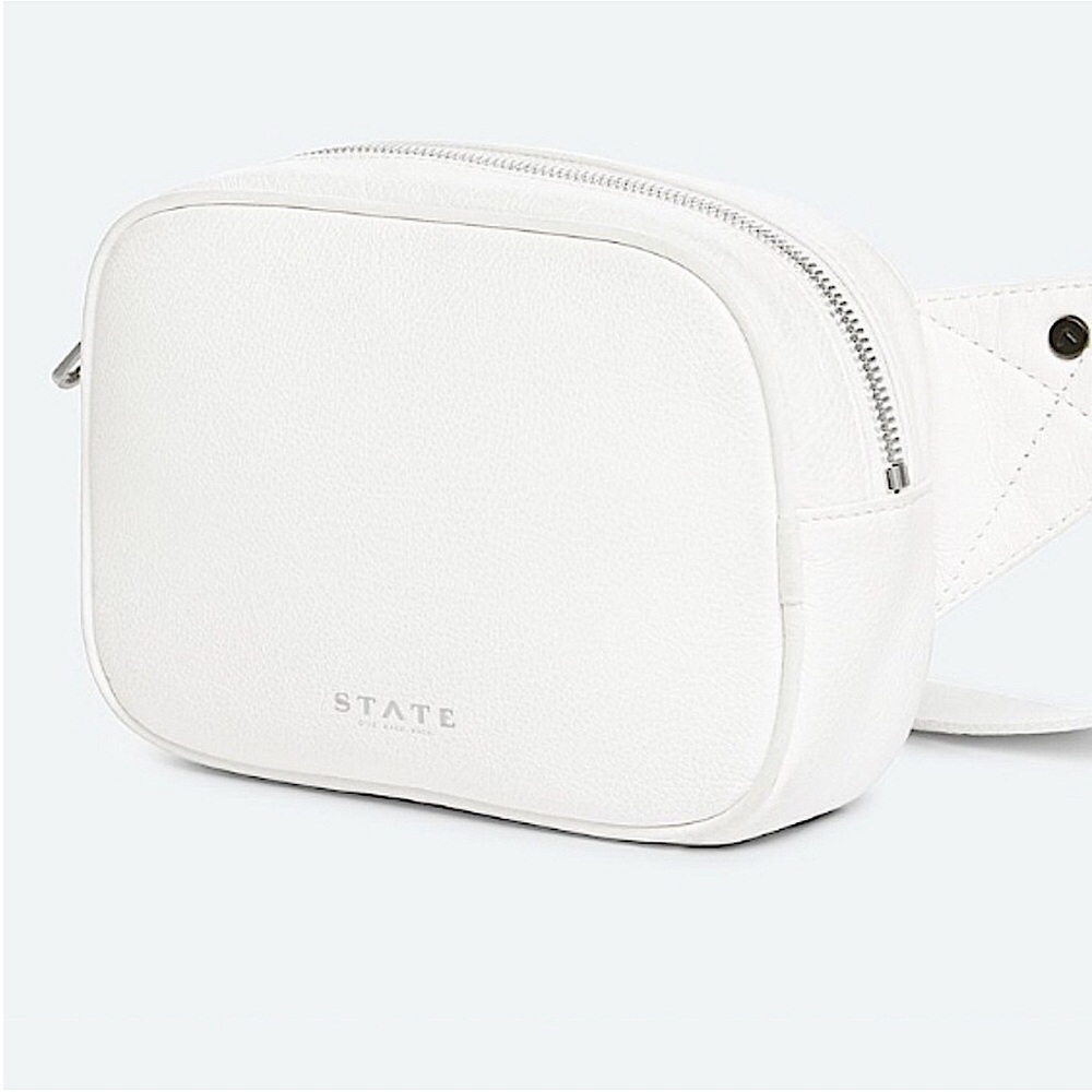 STATE white Leather Crosby Fanny Pack Waist Bag